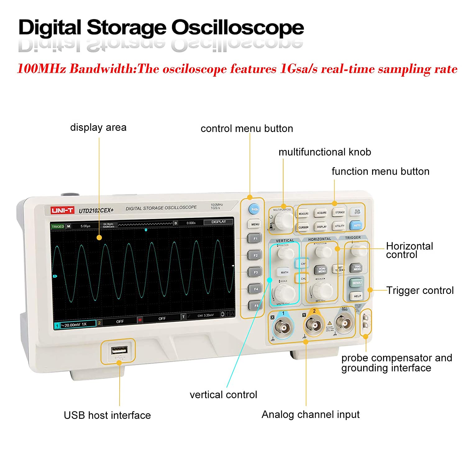 UTD2102CEX+ High Precision 100 - Digital Storage Oscilloscope 100Mhz review and price
